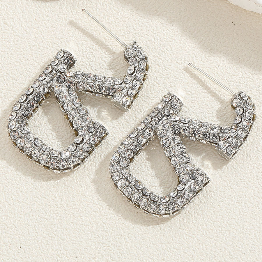 Wholesale Letter V Full Diamond Alloy Letter Stud Earrings