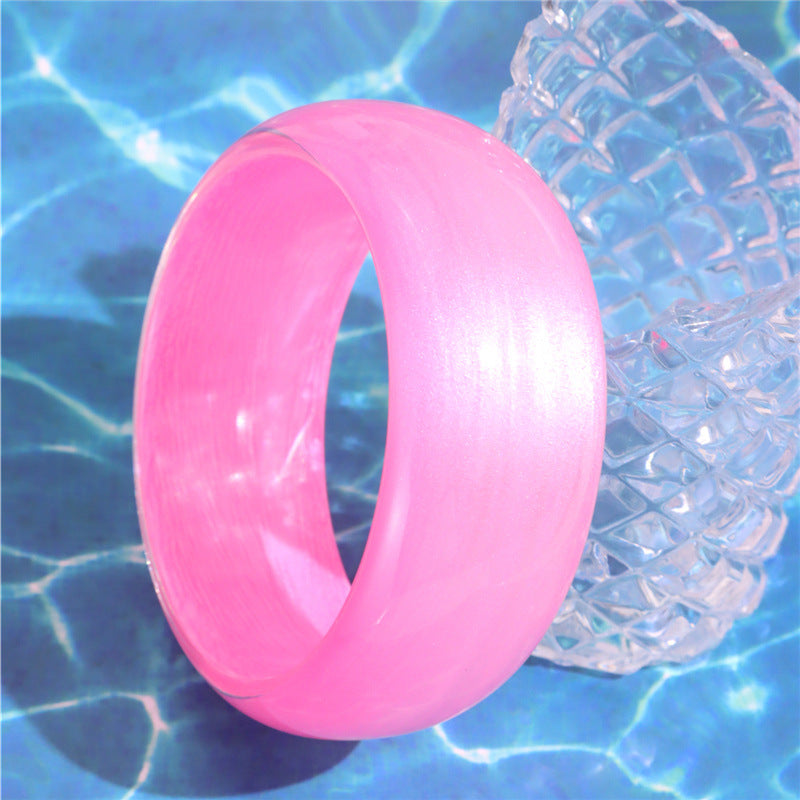Wholesale Round Colorful Acrylic Bracelet Irregular Casual Round Jelly Color Resin Bracelet