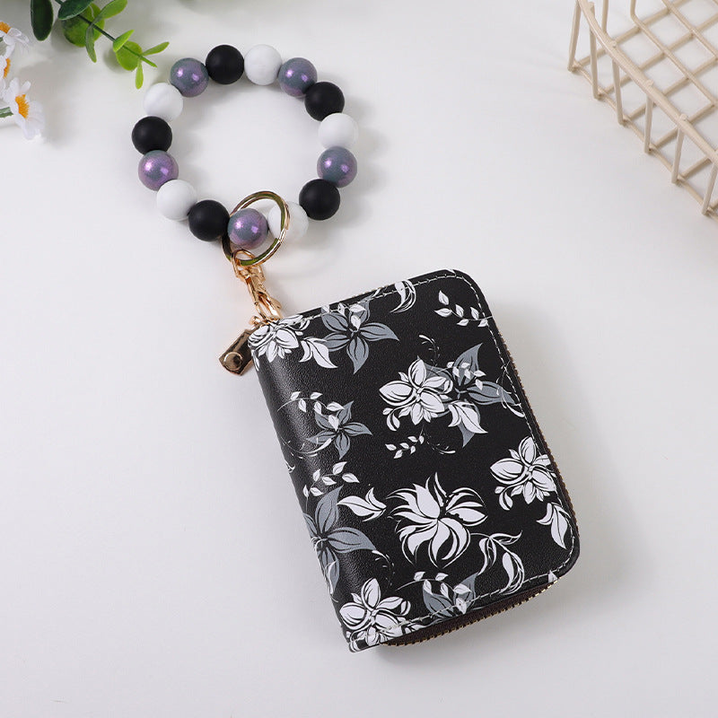 Wholesale printing  card organ storage bag change card clip bag haze silicone beads beaded