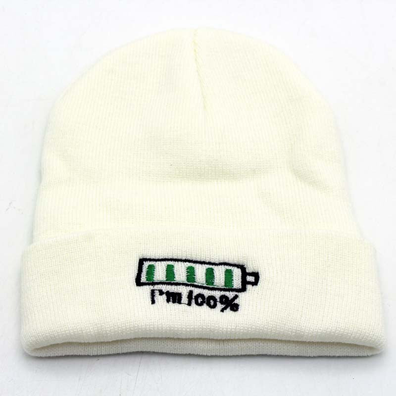 Wholesale Autumn and Winter Battery Embroidered Knitted Beanie
