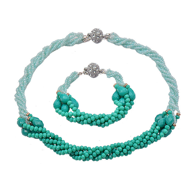 Wholesale Rhinestone Magnetic Clasp Teardrop-shaped Crystal Bracelet Necklace