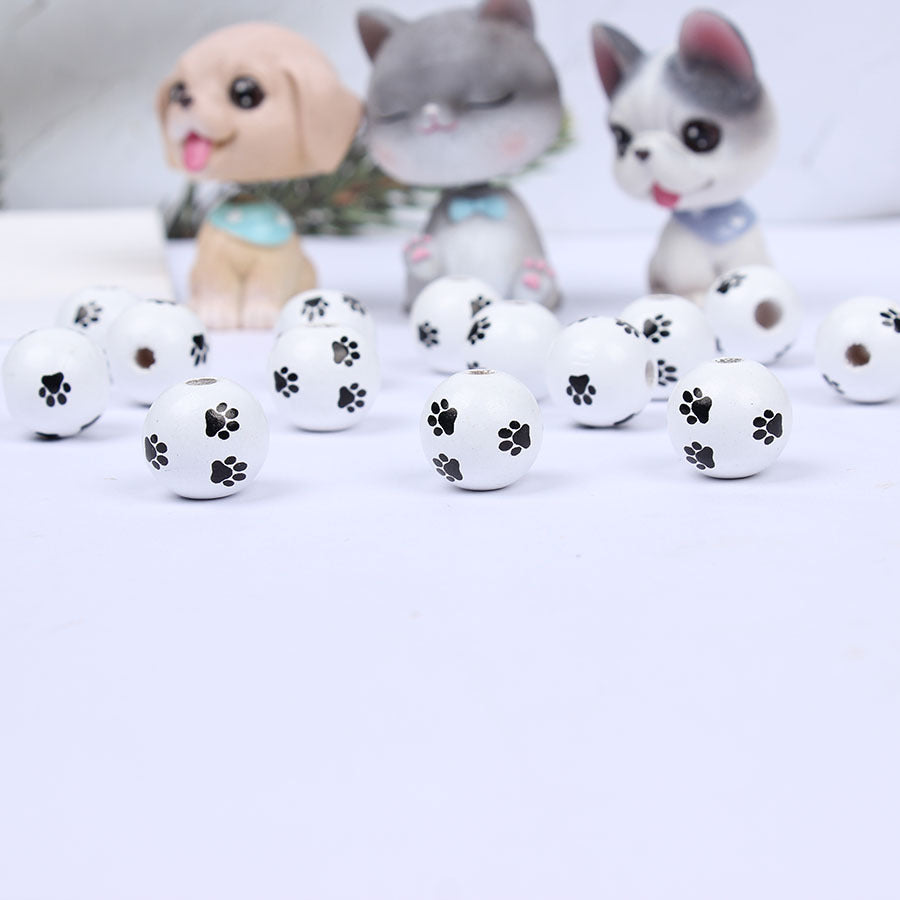 Wholesale 20pcs Dog Feet Bone Head Pet Wooden Beads