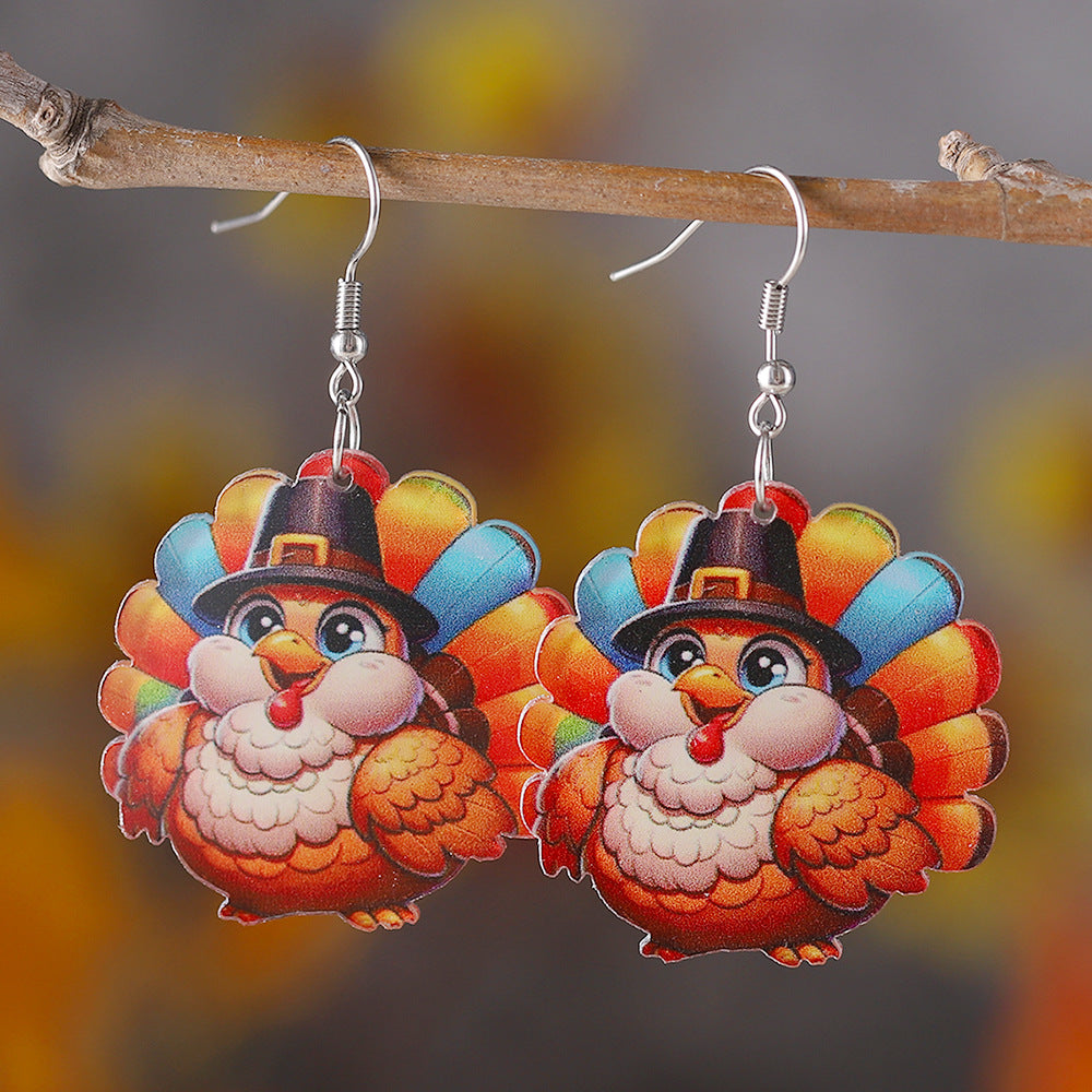 Wholesale Thanksgiving Turkey  Pumpkin Skull Pendant Earrings