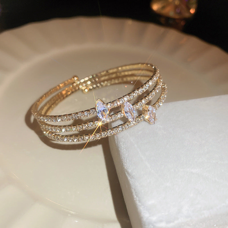 Wholesale Zircon Diamond Inlaid Irregular Multi-layer Metal Bracelets