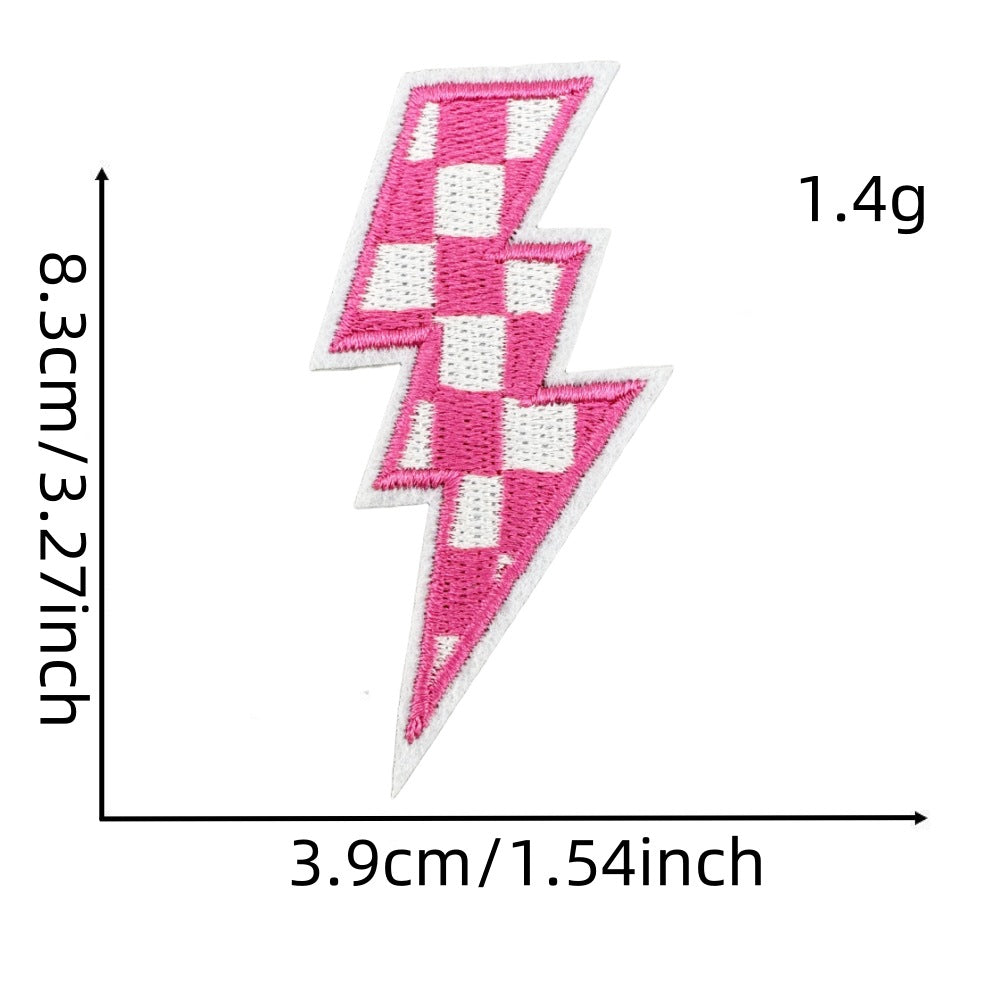 Wholesale  Colorful Lightning Plaid Pattern Embroidery Cloth  DIY Patches