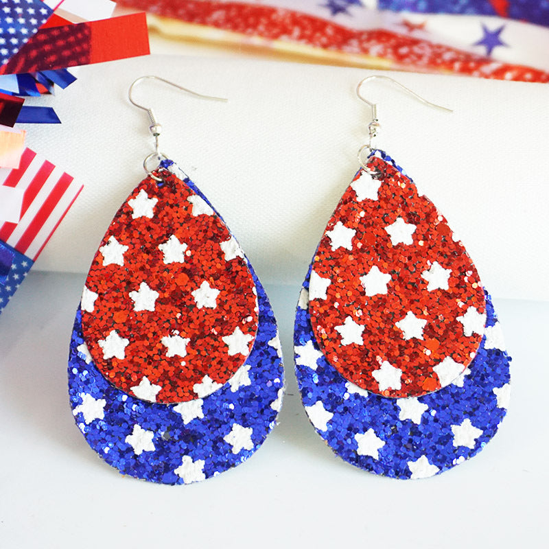 Wholesale Cross-border Independence Day Earrings Drop-shaped Festive Atmosphere Exaggerated Earrings