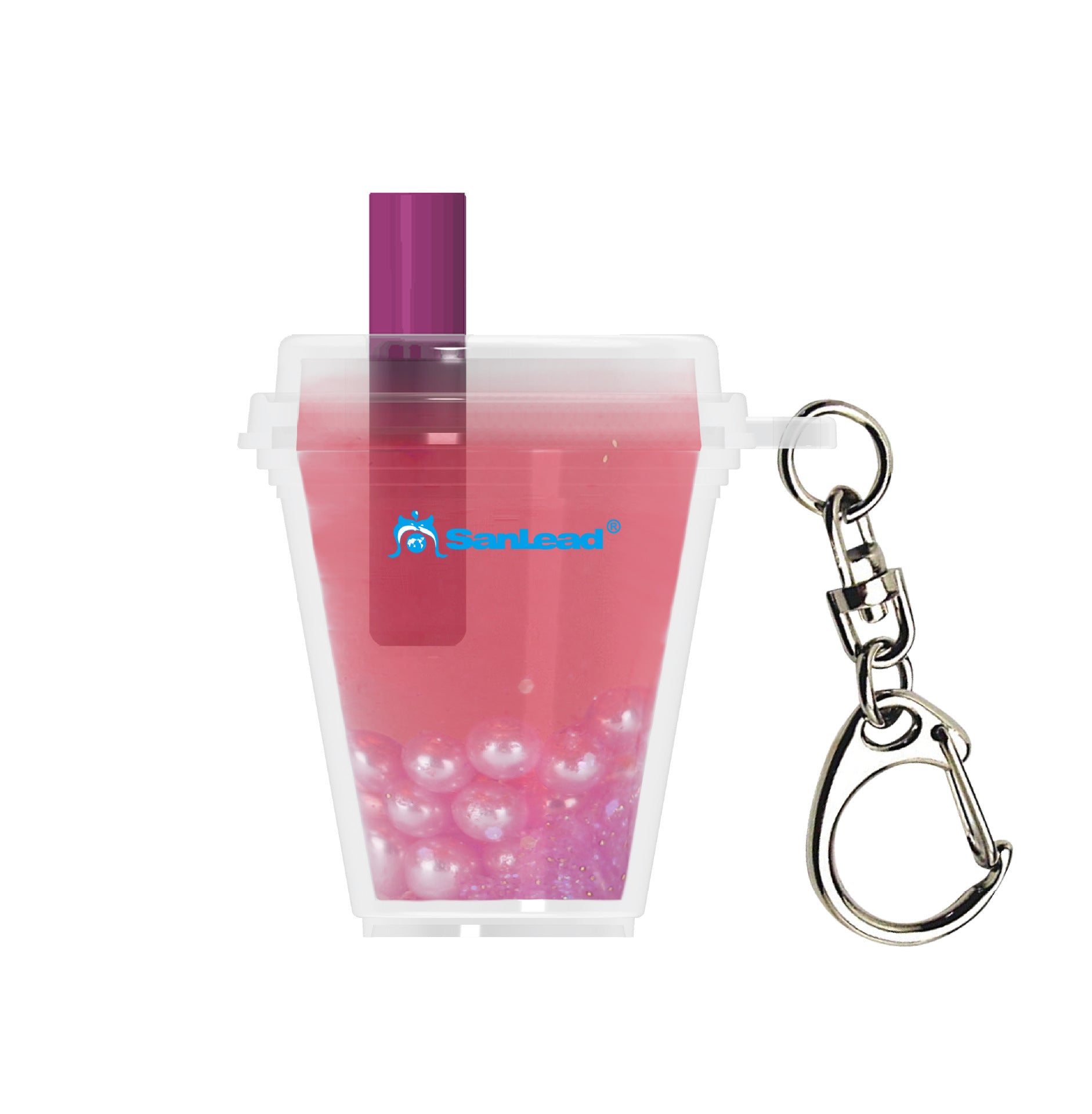 Wholesale Simulated Liquid Pearl Milk Tea Cup Acrylic Oil-infused Liquid Keychain