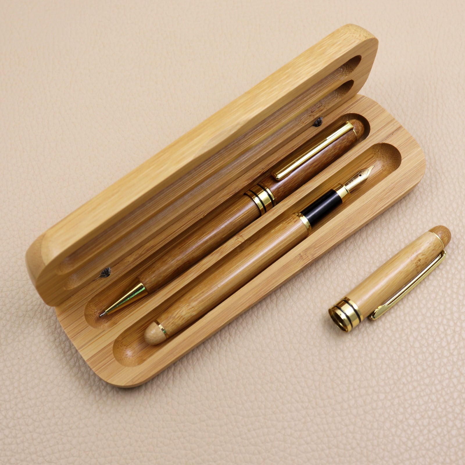 Wholesale Bamboo Pen Fountain Pen Gel Signature Pen Ballpoint Pen Retro Business Gift Bamboo Pen Set Engraving