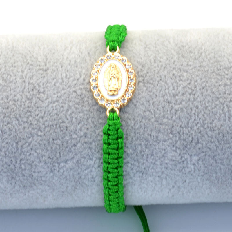 Wholesale Religion Diamond-encrusted Religious Our Lady Woven Bracelet