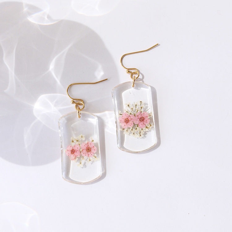Wholesale Summer New Pastoral Style Eternal Flower Rose Square Color Earrings