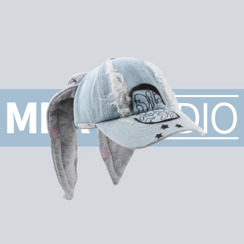 Wholesale Rabbit ear cap denim Hong Kong style baseball cap