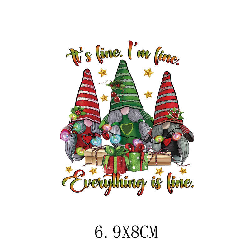 Wholesale  5pcs/pack   Children' s Cartoon Christmas Heat Transfer Stickers   UV DTF Ready to Press Transfers Wraps