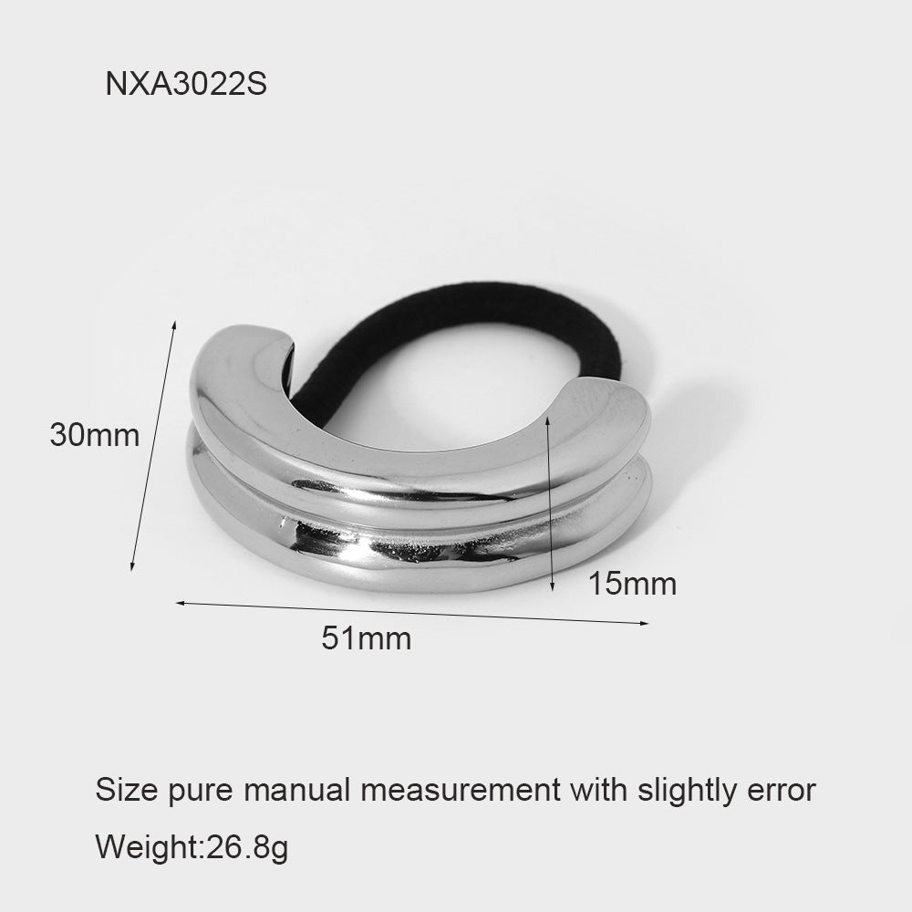 Wholesale Stainless Steel Metal High-grade Ins Rubber Band Love Bow Ponytail Hair Rope