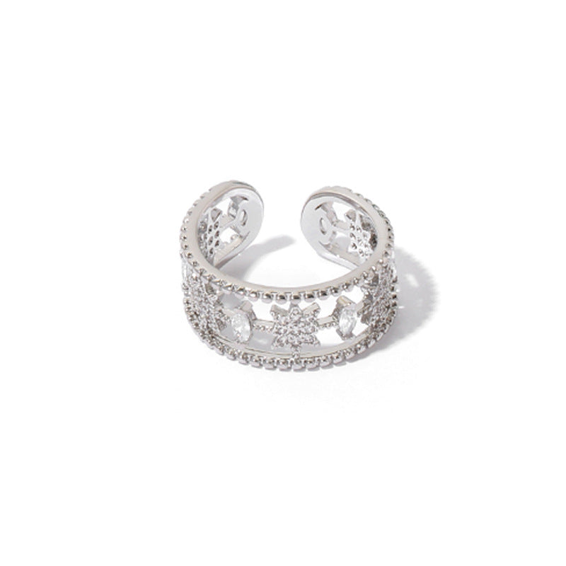 Wholesale Zircon Inlaid Star Circle Open Ring