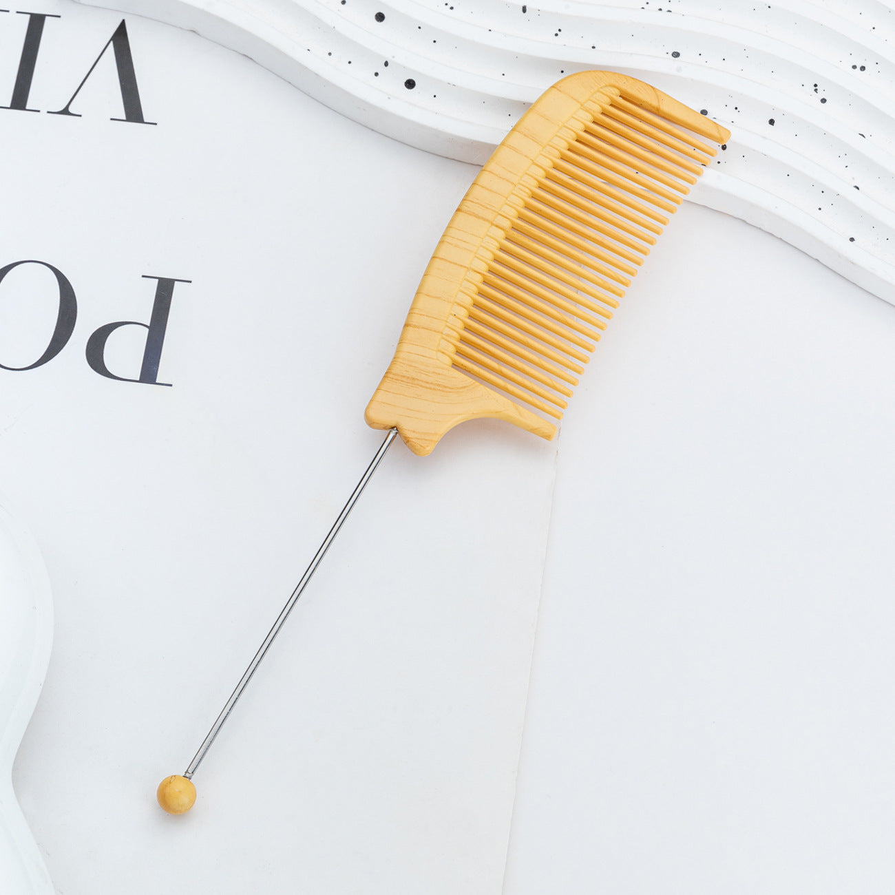 Wholesale  DIY Beaded Wood Grain Comb Hairdressing Highlight Comb Beauty Styling Comb Steel Needle Comb Plastic Pointed Tail Comb