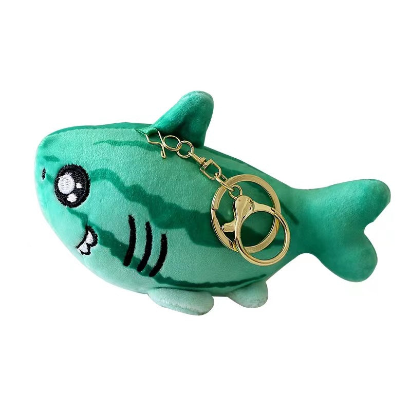 Wholesale Funny Shark Bee Carved Fork Melon Plush Key Chain Pendant