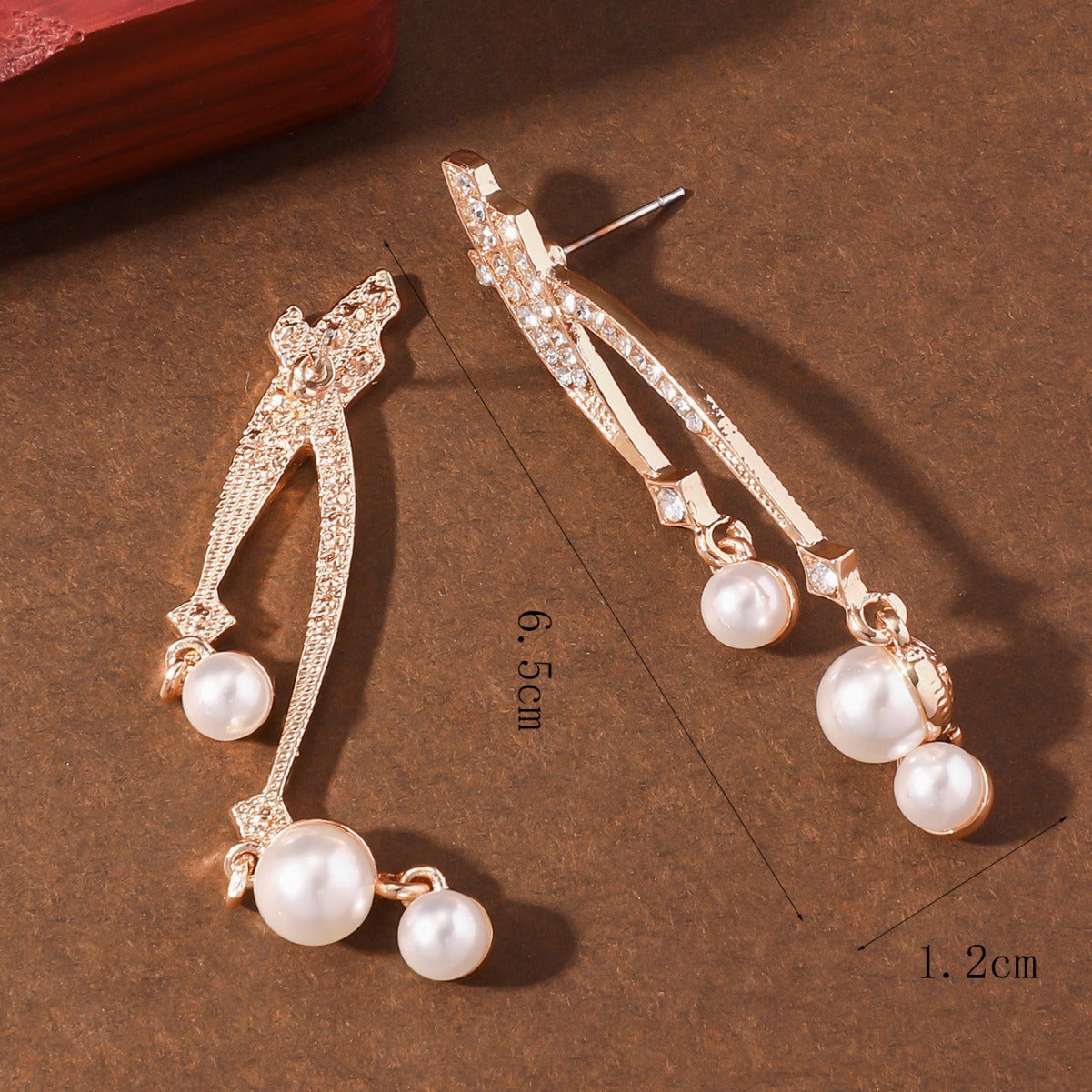 Wholesale Vintage Micro-Inlaid Zircon Flower Long Pearl Earrings