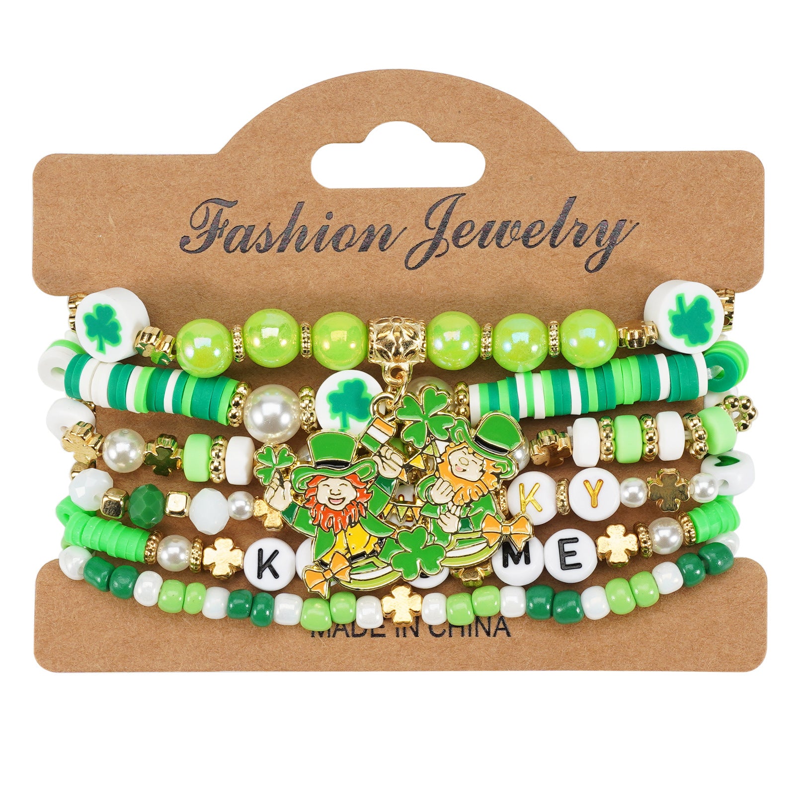 Wholesale St.  Patrick' s Day Green Clover Wine Glass Hat Bracelet