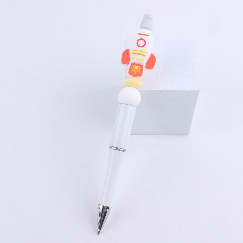 Wholesale Handmade Bead Pen Cartoon Rocket Astronaut Silicone Ballpoint Pen