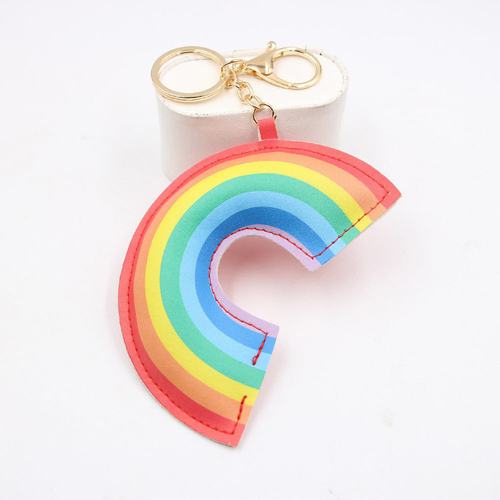 Wholesale Rainbow Cotton-filled Leather Keychain
