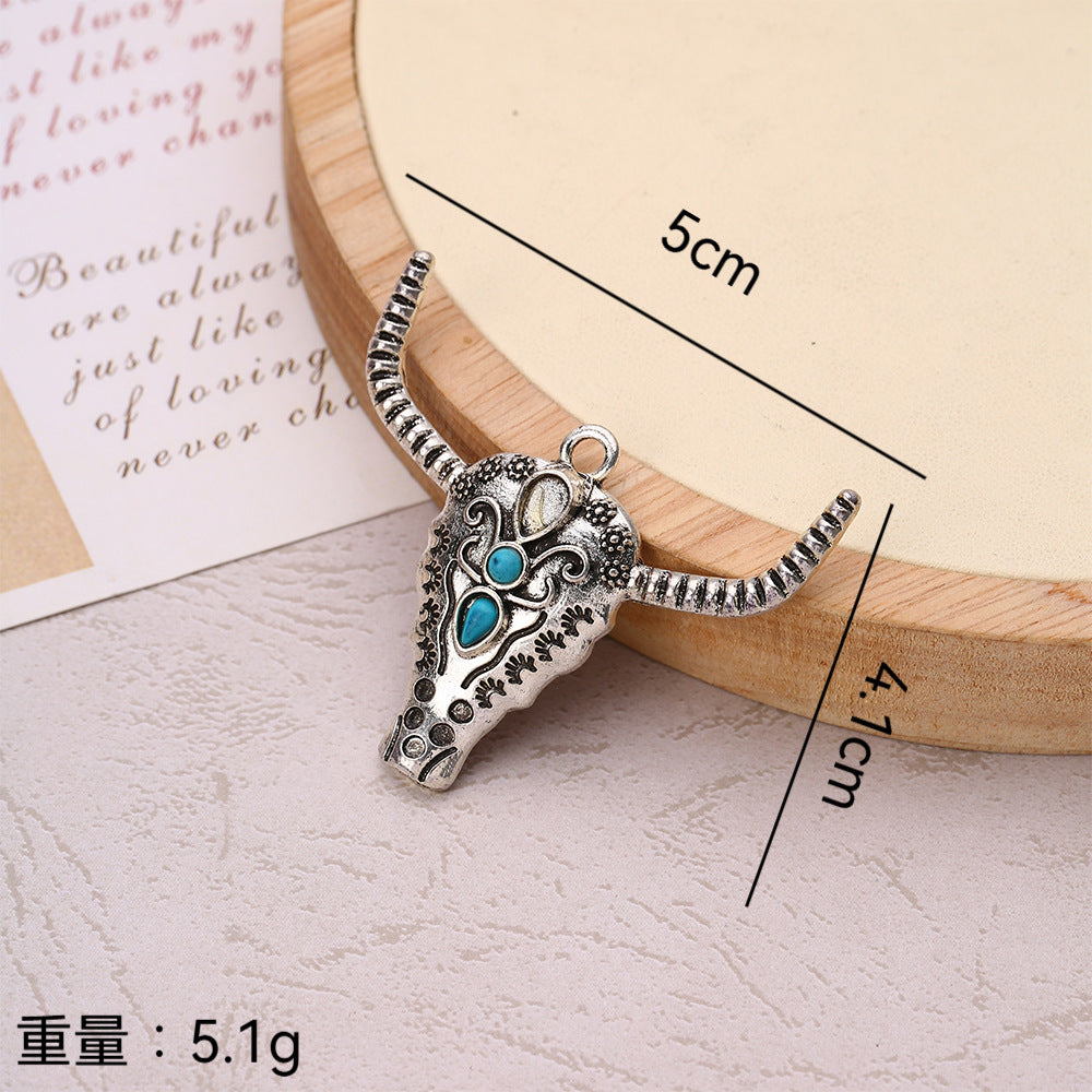 Wholesale 10pcs Bohemian style turquoise diverse bull pendant