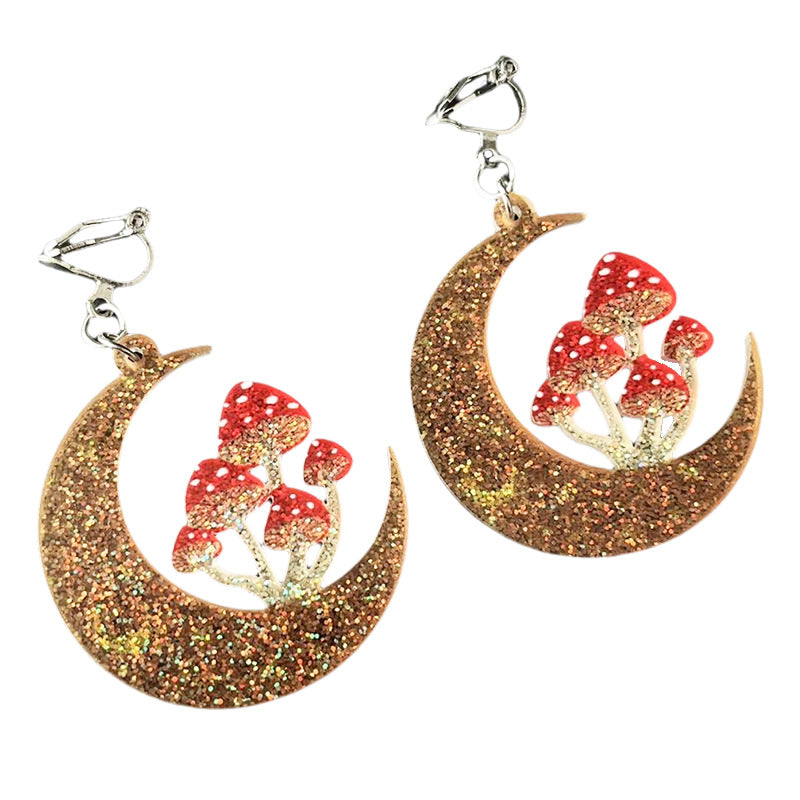 Wholesale 2pcs Easter Children Little Girl Rabbit Text Mushroom Element Shiny Earrings