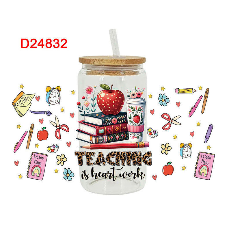Wholesale Colorful Stationery Back to School Series 16oz Cup UV DTF Wraps