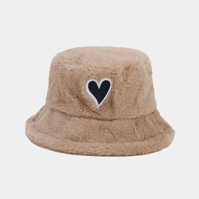 Wholesale Love Patch Bucket Hat Plush Hat