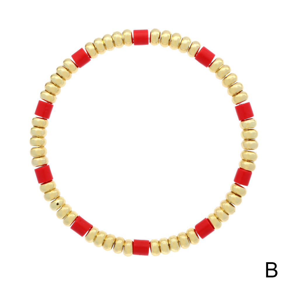 Wholesale Boho Colorful Stone Beads Stackable Elastic Cord Bracelet