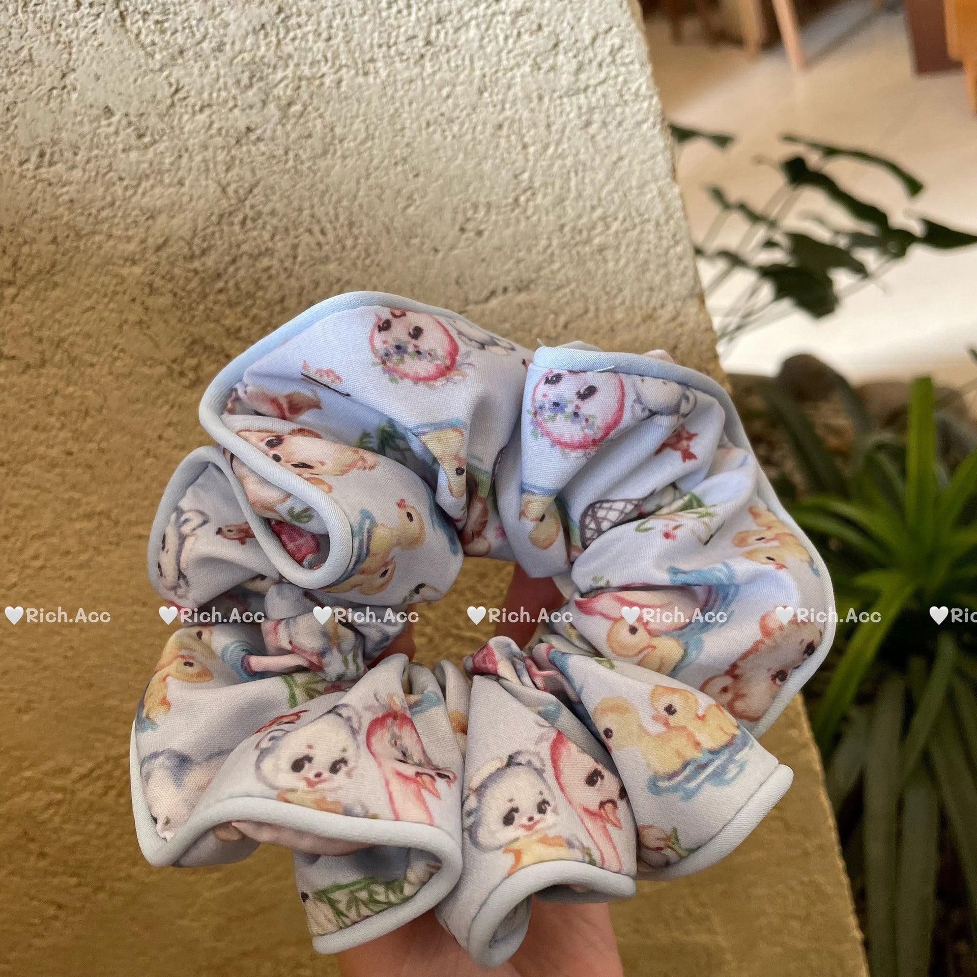 Wholesale Cute cartoon oil painting fabric large hair band