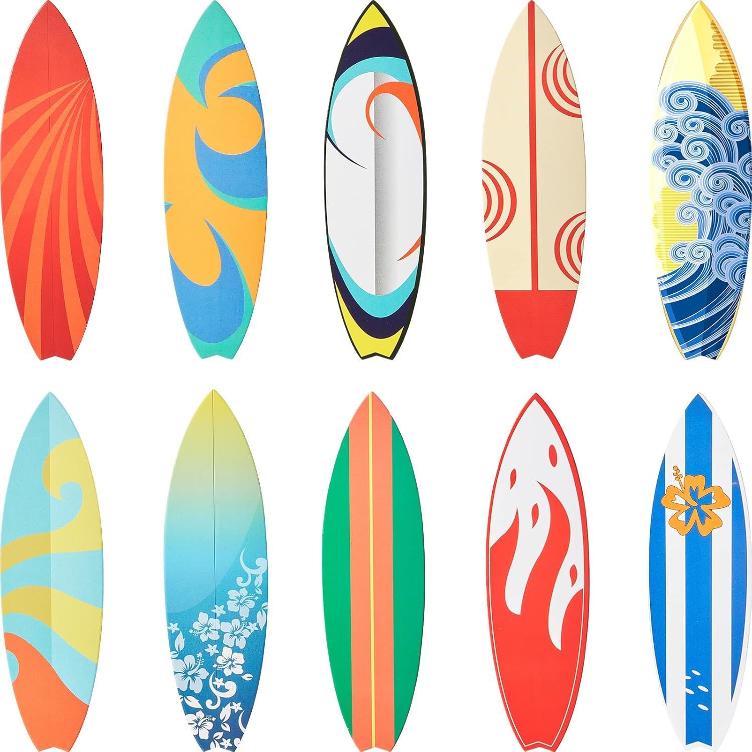 Wholesale 15 Sets Summer Surfboard Beach Sign Hollow Paper Wall Decoration Hawaiian Party Supplies Tropical Bar Sign Pendant