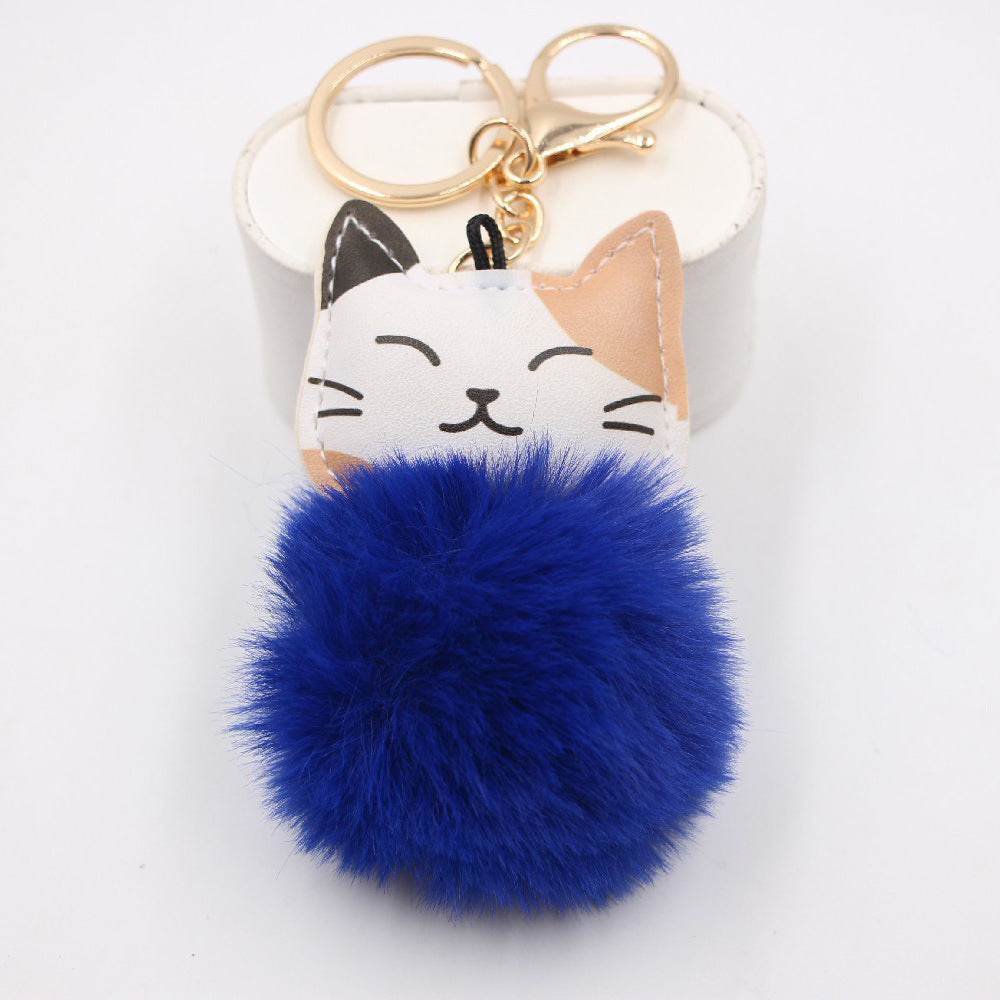 Wholesale Lucky Cat Kitten Pom Pom Keychain Taro Purple Plush Pendant For Bags Wallets Car Keys Gift Shop Boutique Resale