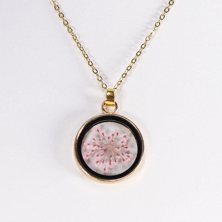 Wholesale 10pcs Four-leaf Clover Daisy Baby's Breath Pendant Necklace