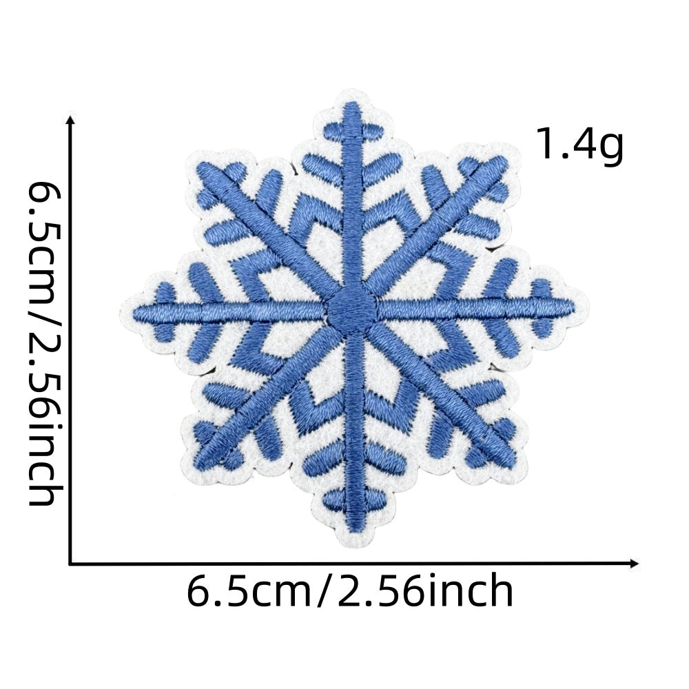Wholesale Chic Blue Doodle Christmas Embroidery Patches Clothing Applique Stickers DIY Fashion Accessory Gift