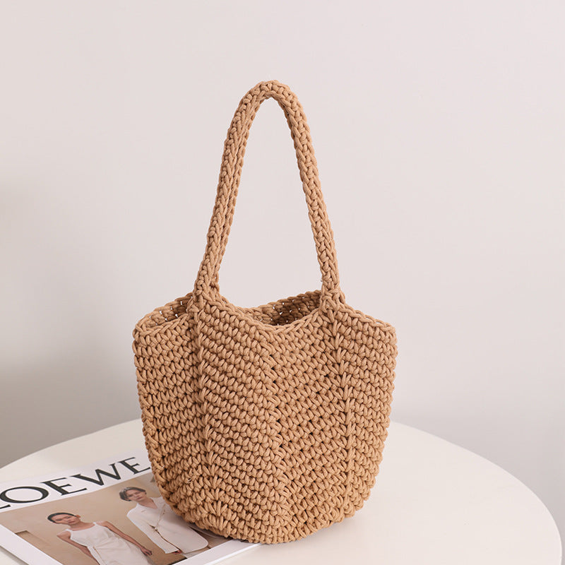 Wholesale Single Shoulder Crochet Vacation Beach Grass Woven Bags