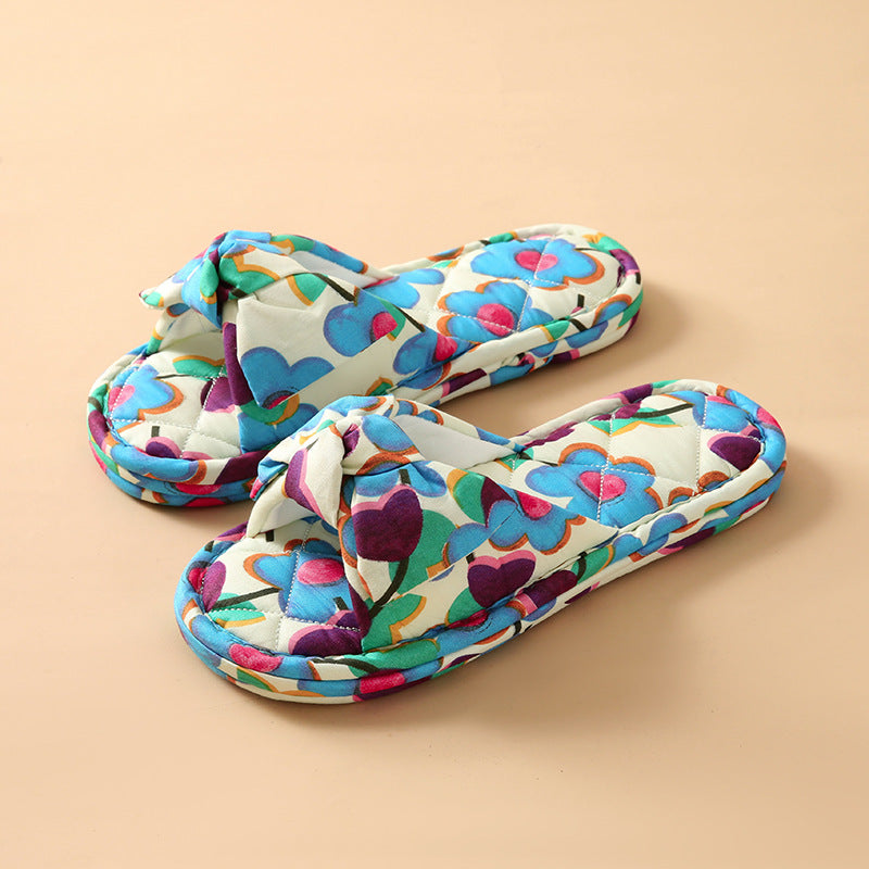 Wholesale Fabric Bowknot Indoor Non-slip Slippers
