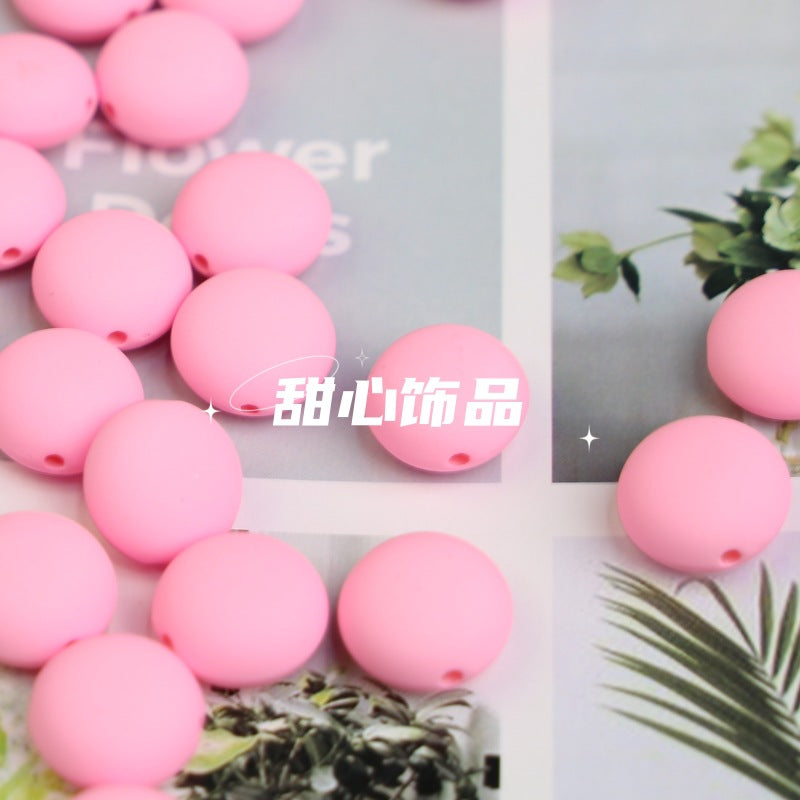 Wholesale 10pcs Macaron Color Rubber Beads Straight Hole Flat Round Beads Diy Jewelry Accessories