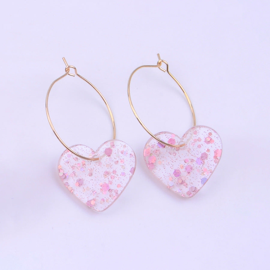 Wholesale   Sequin Heart  Valentine' s Day  Acrylic Earrings