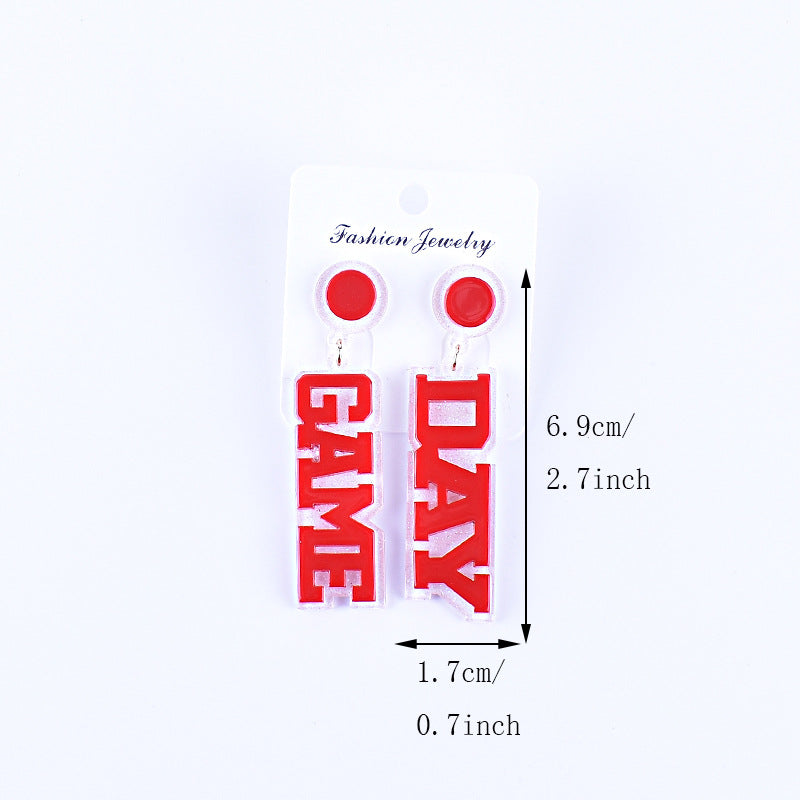 Wholesale Rugby English Letter Game Day Acrylic Earrings