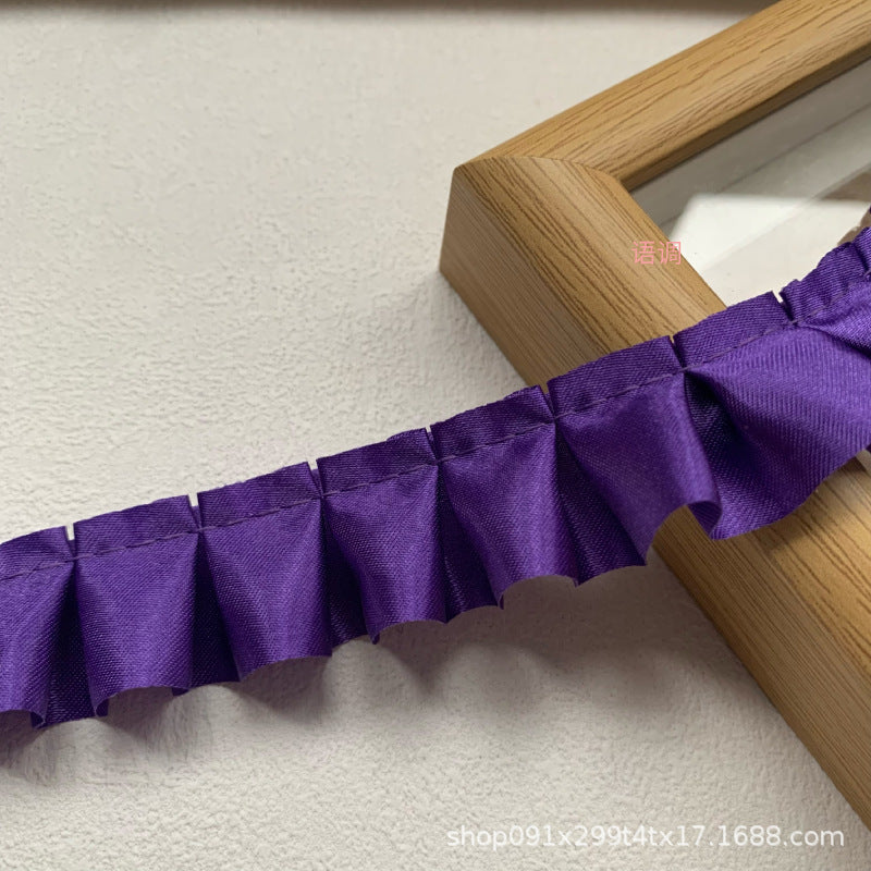 Wholesale 10pcs 2.5cm Satin Pleated Color Lace Baby Clothes Clothing Accessories Handmade Diy Cheering Fan Cartoon Material