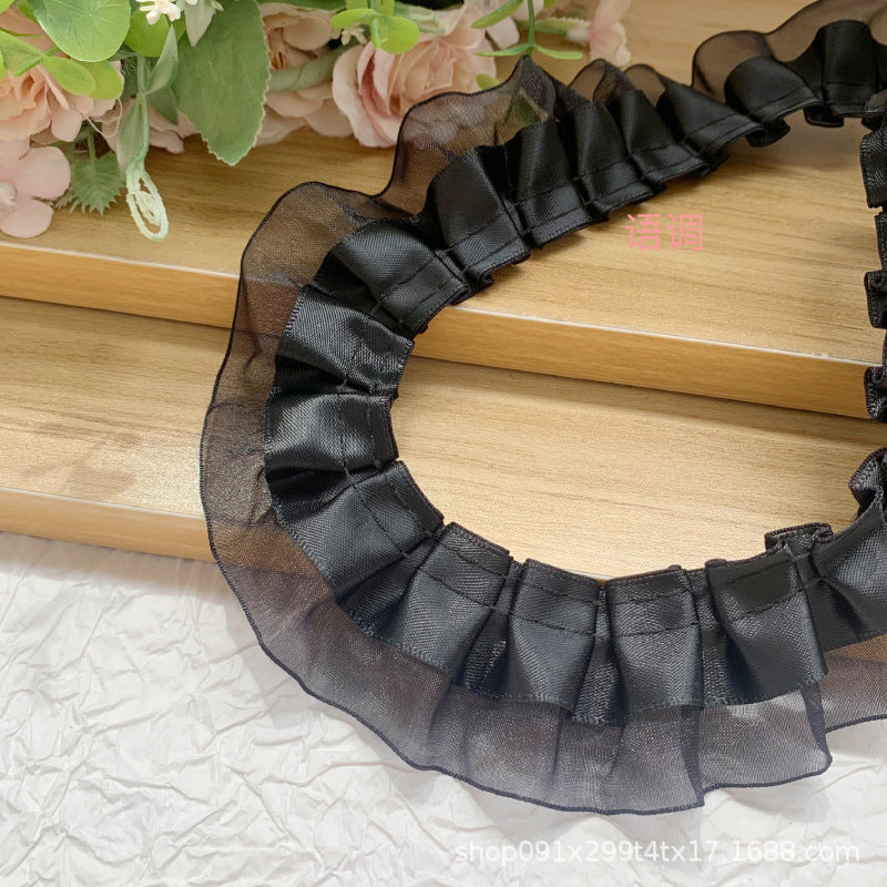 Wholesale 10pcs 4cm Polyester with Pleated Lace Trim Skirt Cuffs Handmade Diy Skirt Pannier