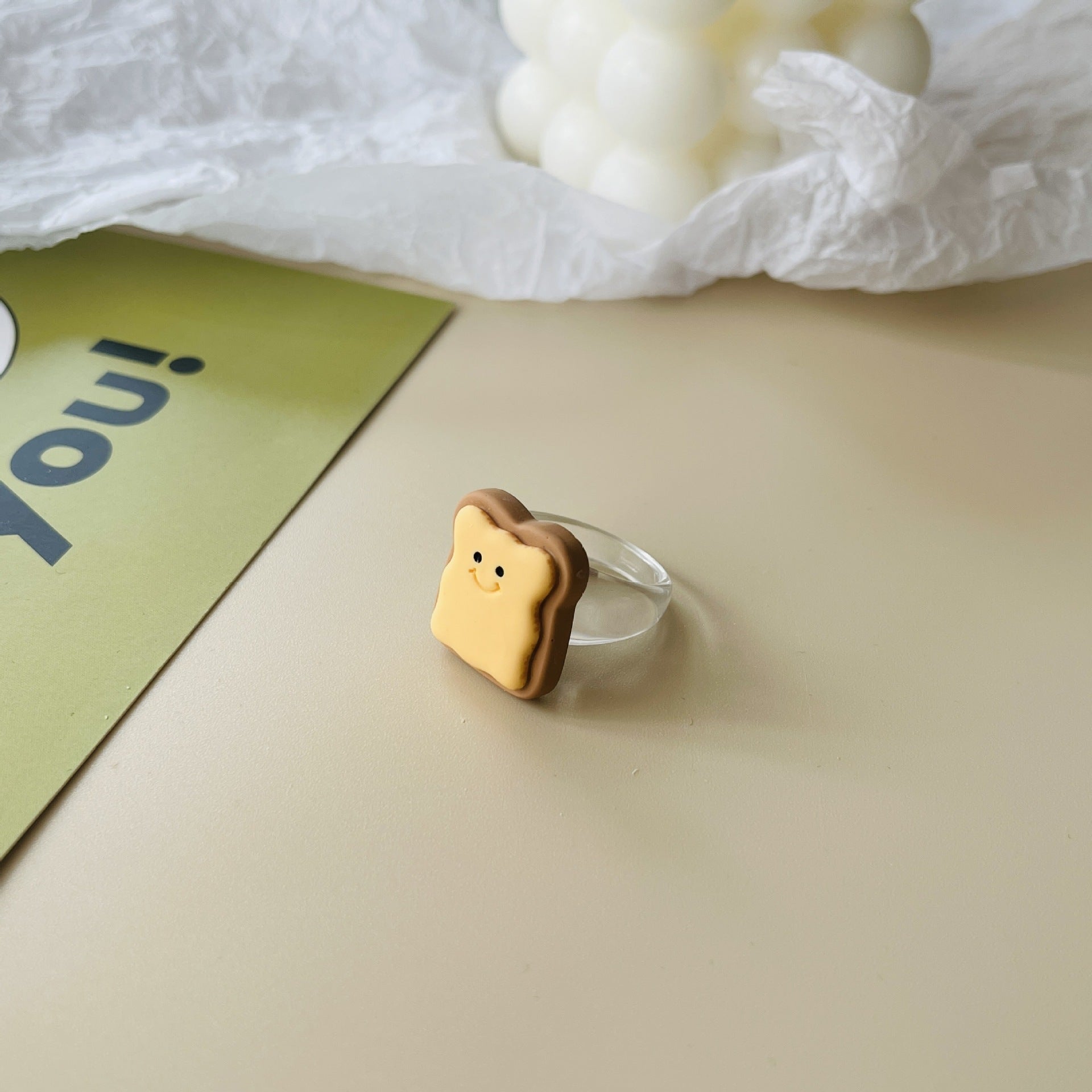 Wholesale Japanese fun food cute croissant pizza toast grape tart resin ring