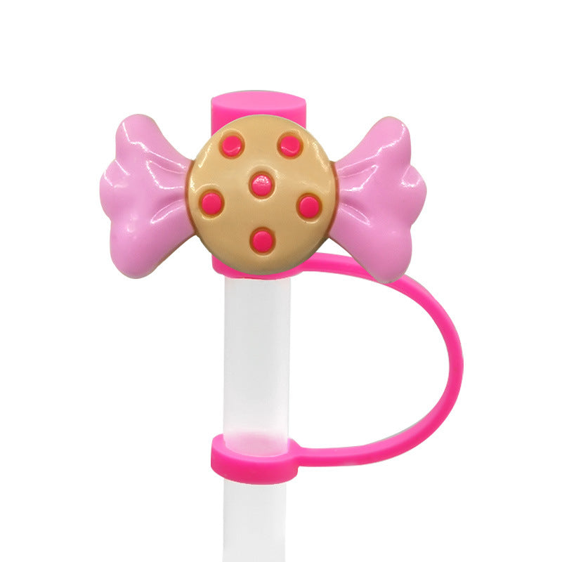 Wholesale 10pcs/pack Straw Cap Flower Fruit Straw Cover Silicone Dust Plug Party Straw