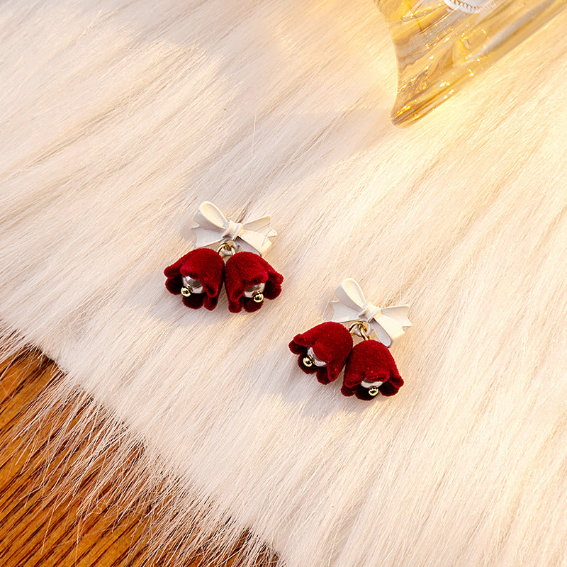 Wholesale Bow Pearl Christmas Earrings