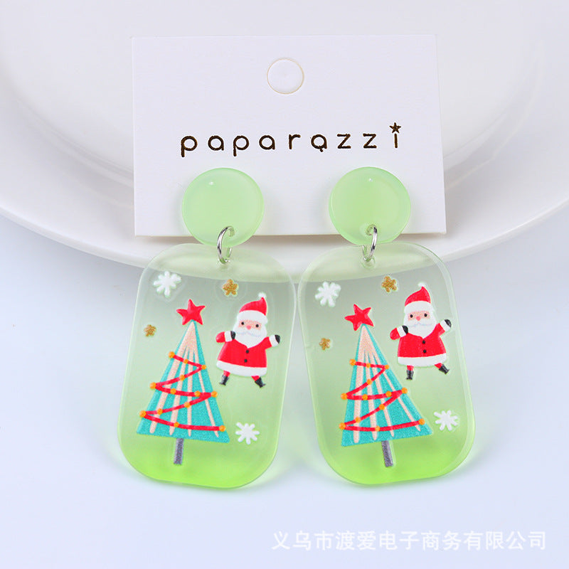 Wholesale Christmas Santa Claus Snowman House Acrylic Earrings