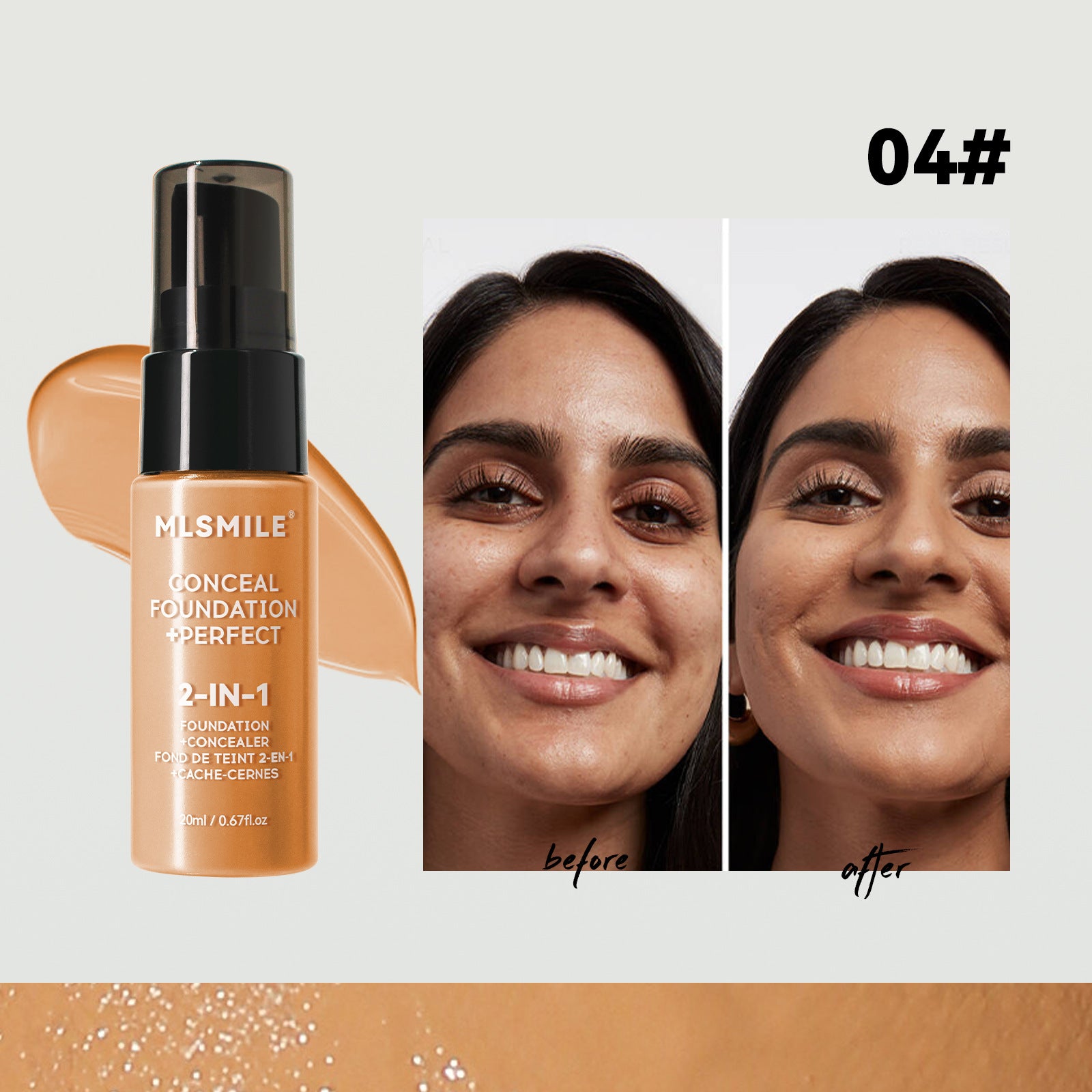 Wholesale MLSMILE Liquid Foundation Lasting Waterproof and Sweat-proof, Easy To Open The Oil Control Concealer Foundation