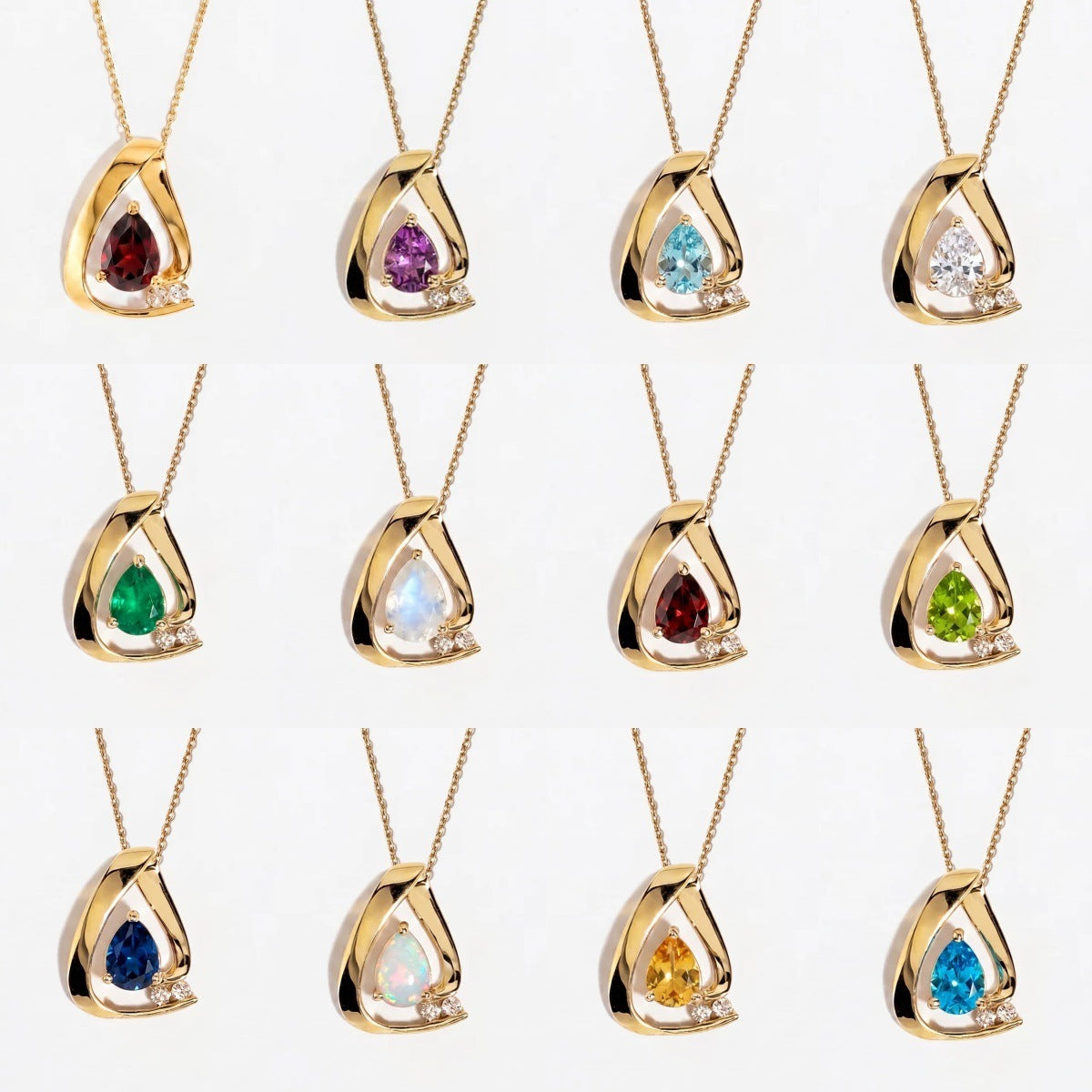 Wholesale Trendy Water Drop Red Zircon Necklace 18K Gold Plated Stainless Steel December Birthstone Gift Boutique Resale