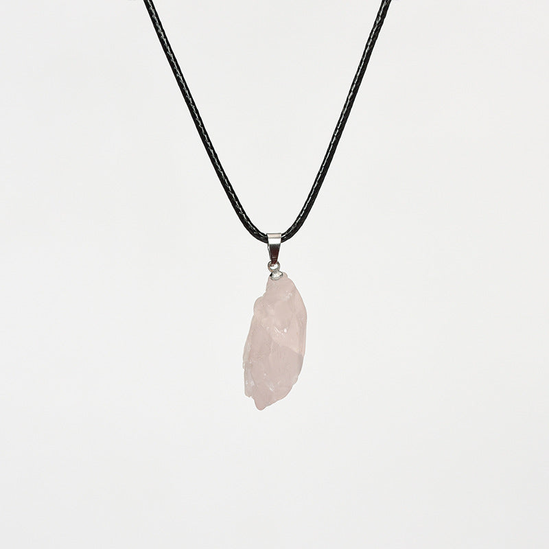 Wholesale Amethyst Irregular Leather Rope Crystal Necklace