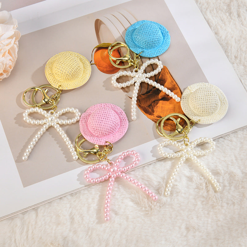 Wholesale Colorful bow cute little hat acrylic keychain