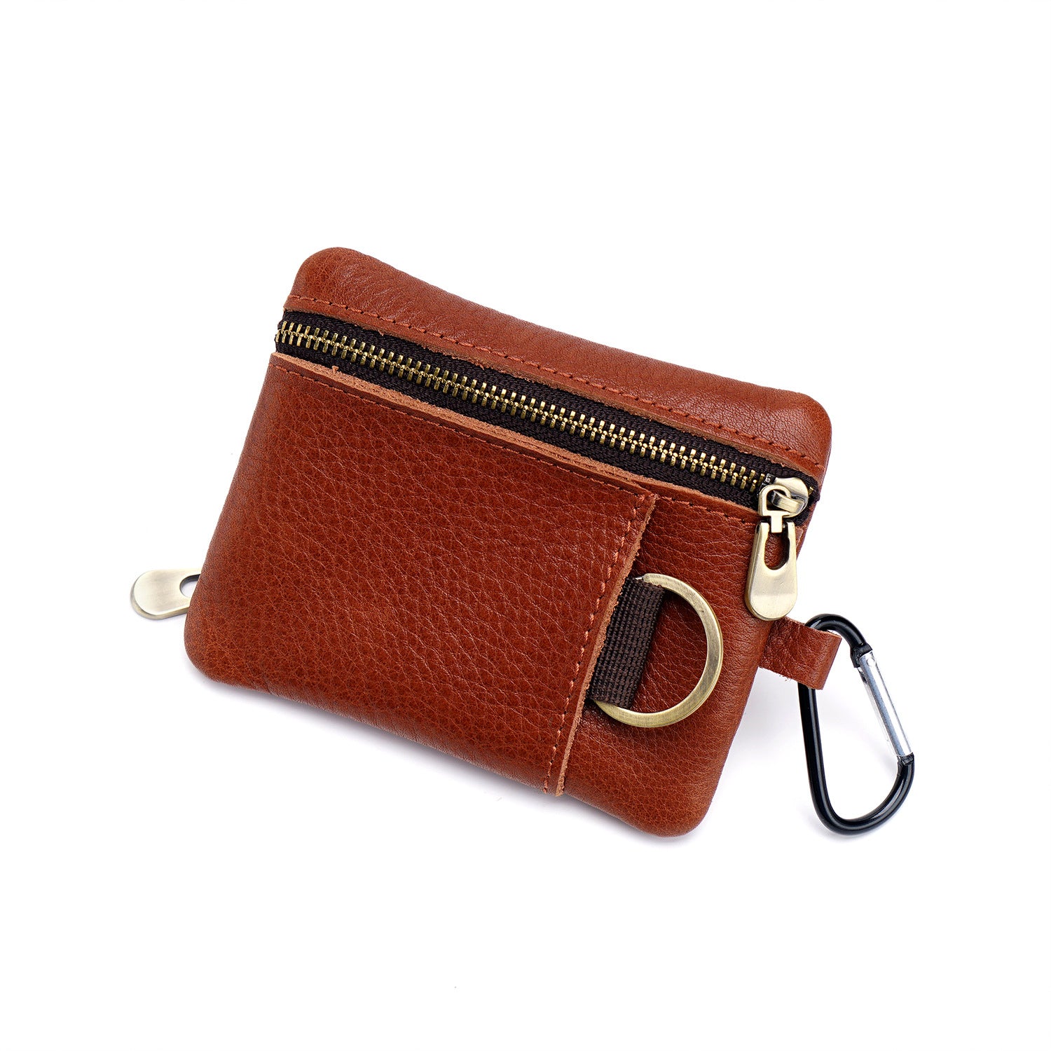 Wholesale Mini Zipper Cowhide Coin Purse Leather Keychain